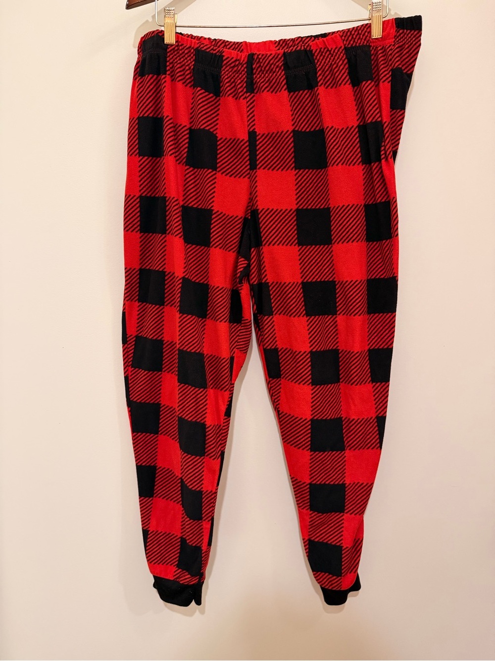 PJ + Pancakes Women's Red and Black Buffalo Plaid Fleece Pajamas Pants Size 2X